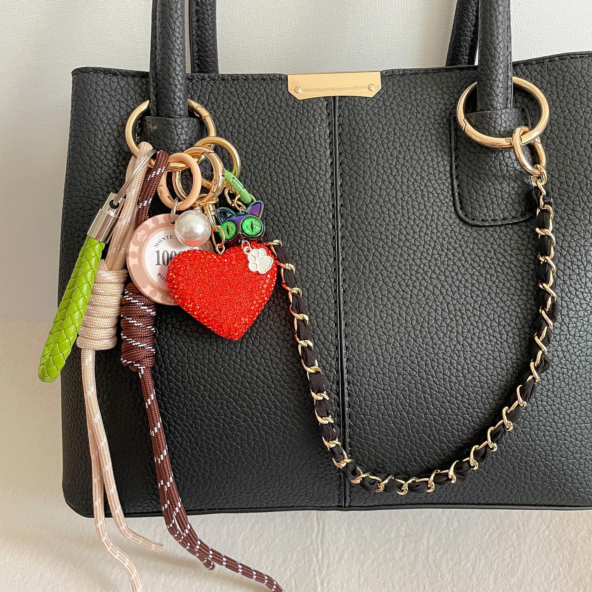Trending Rope Bag Charms,chip Cards Red Heart Bag Chain Charm,y2k