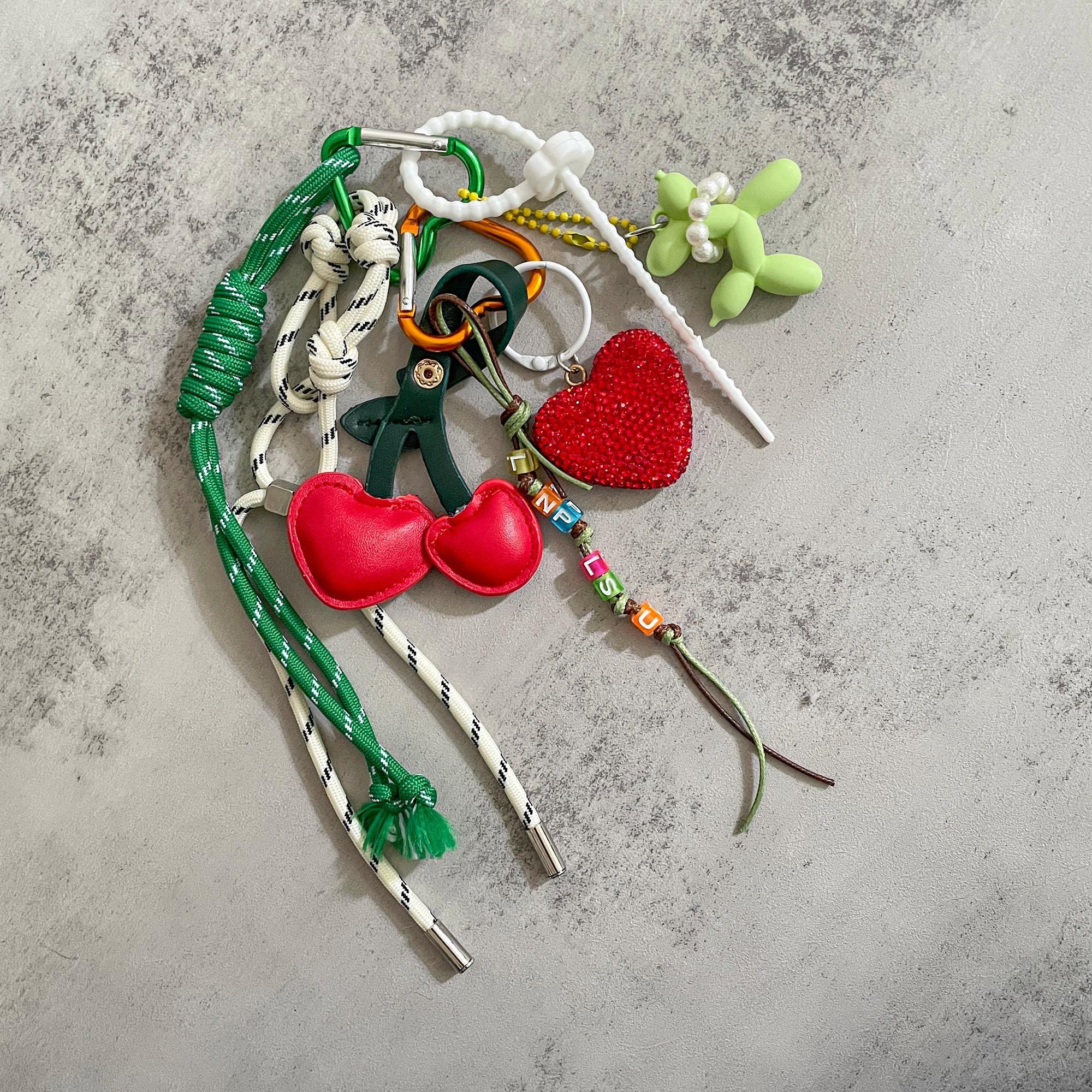 Keychain Y2k Rope Y2k Rope Bag Charm: Green & White Keychain Accessories - Etsy