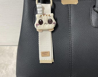 Dijes de correa de gato hechos a mano: lindo llavero, accesorio para bolso, regalo para ella