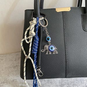 Evil Eyes Elephant Rope Bag Charms,Stylish Bag Charm,Y2k Rope Purese Charm Bag Keychain Accessories