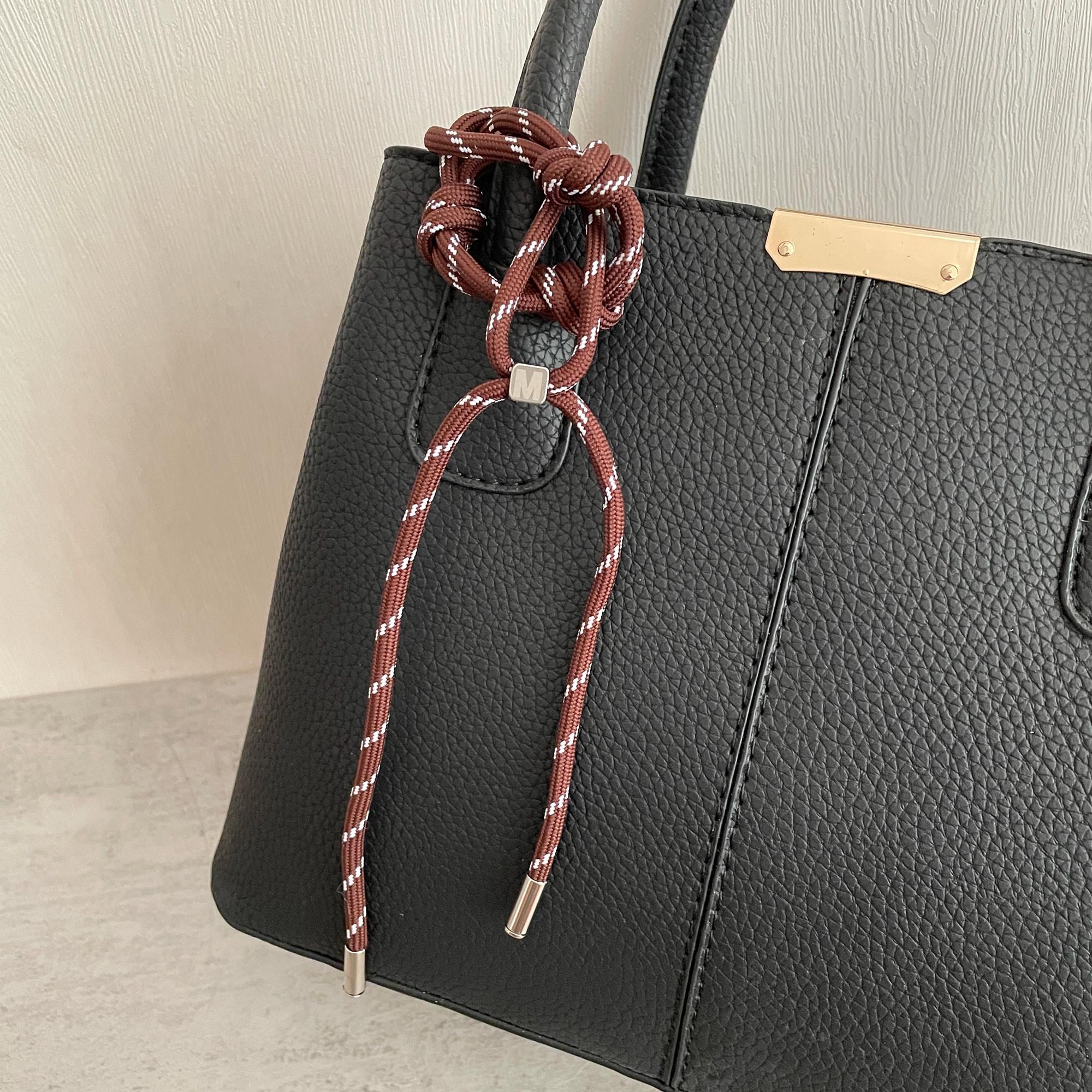 Rope Bag Charms With Silver Stainless Steel Letters M for Purse