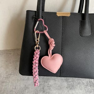 Pink Heart Knot Rope Bag Charms,Stylish Bag Charm,Y2k Rope Purese Charm Bag Keychain Accessories