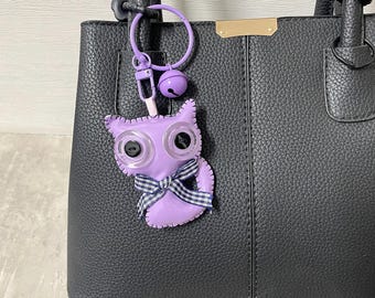 Dijes de gato de cuero hechos a mano: bonito llavero, accesorio para bolso, regalo para ella