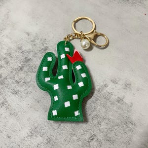 Leather Cacti Keychain Charms Accessories Bag Charm Diy Part