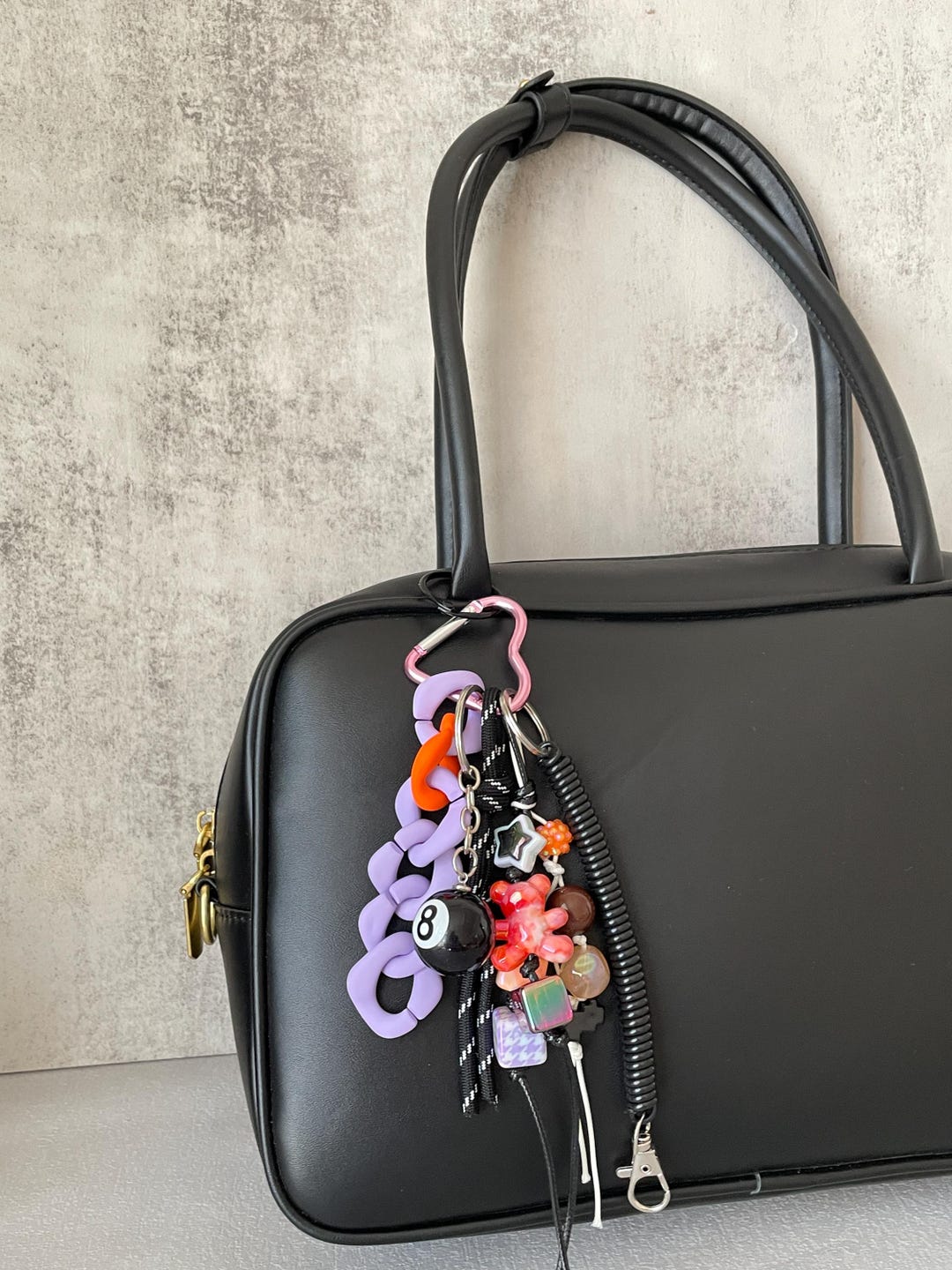 Figure Eight Key Chain Hand-woven Rope Bag Charm Bear Star Beaded Bag Chain No.8 Key Chain Bag ...