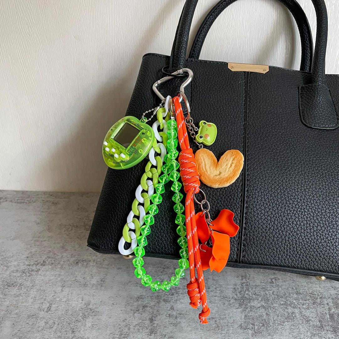 【JOSEMOON】 BAG CHARM Green Rope Bag Charms,stylish Bag Charm,y2k Rope Purese Charm Bag