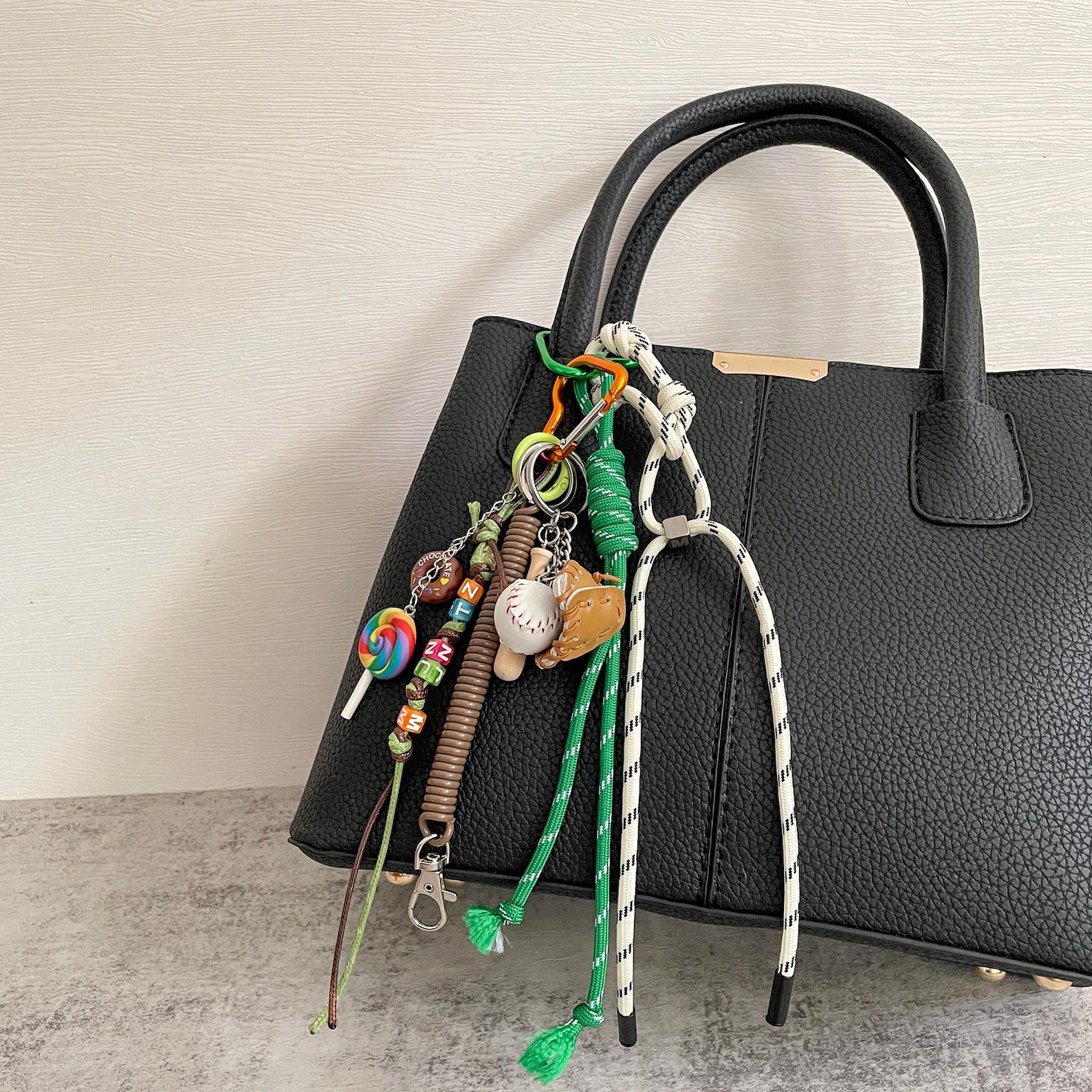 Keychain Y2k Rope Y2k Rope Bag Charm: Green & White Keychain Accessories - Etsy