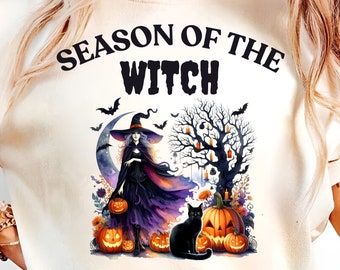 Season Of The Witch PNG Halloween Spooky Season Png Witch Funny Skeleton Png Witchy Halloween Vibes Png Trendy Vintage shirt design, Witchy