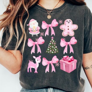 Coquette Pink Christmas Png, Pink Bow Christmas Png,Trendy Santa Png,Christmas Sublimation Design,Vintage Christmas Png, Christmas Tree Png