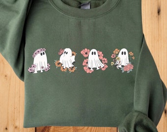 Retro Floral Ghosts Png, Cute Halloween Ghosts Png, Vintage Ghost Png, Ghosts with Flowers PNG, Spooky Season PNG,Boujee ghost, Spooky Vibe