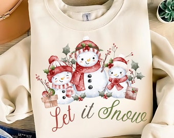 Let it Snow Png, Christmas Snowman Png, Cute Christmas Season Png, Vintage Winter Png, Watercolor Snowman design, Winter Lover Png for Xmas