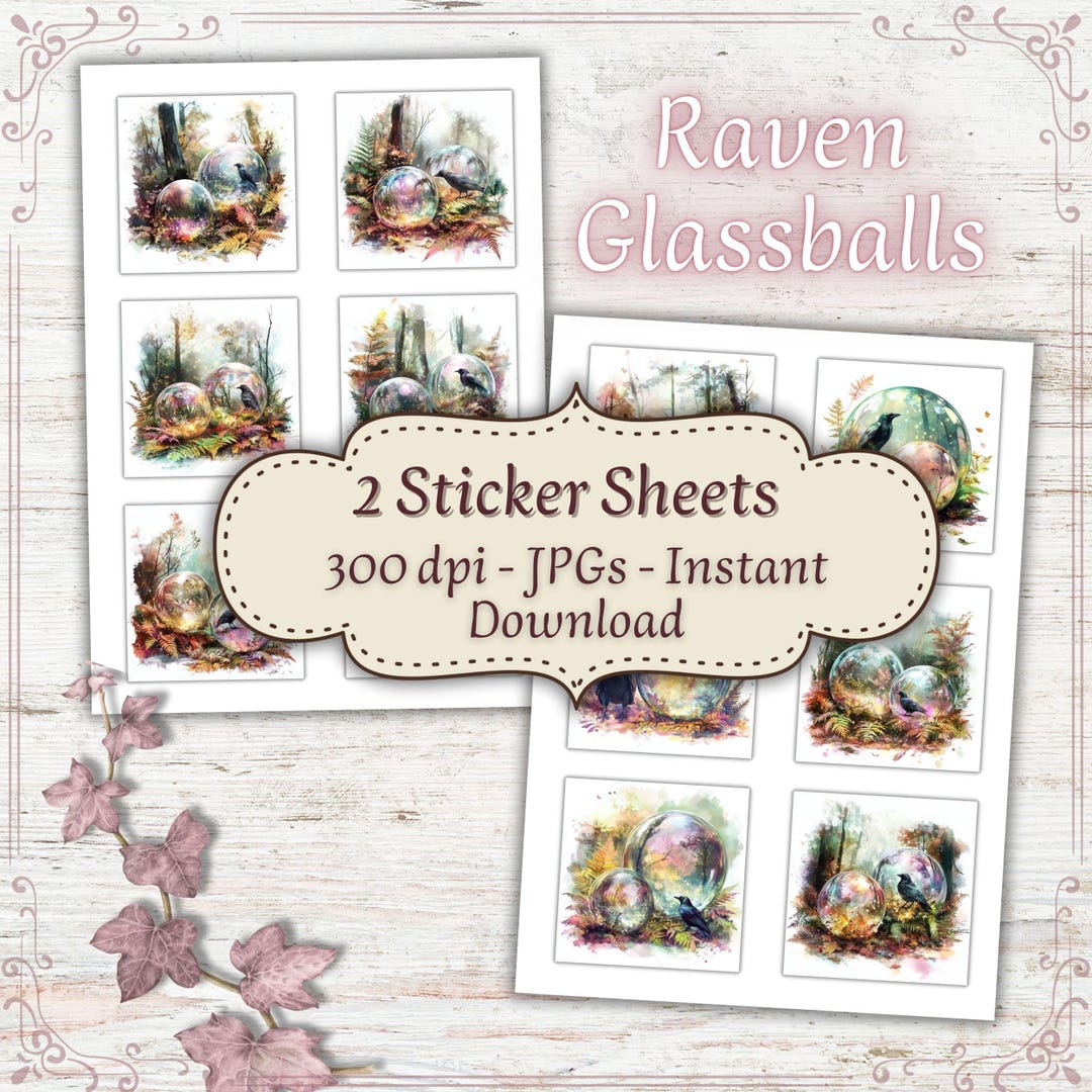 Raven Glassballs – Printable Sticker Set (2 Sheets, A4, 300 Dpi) - Etsy ...