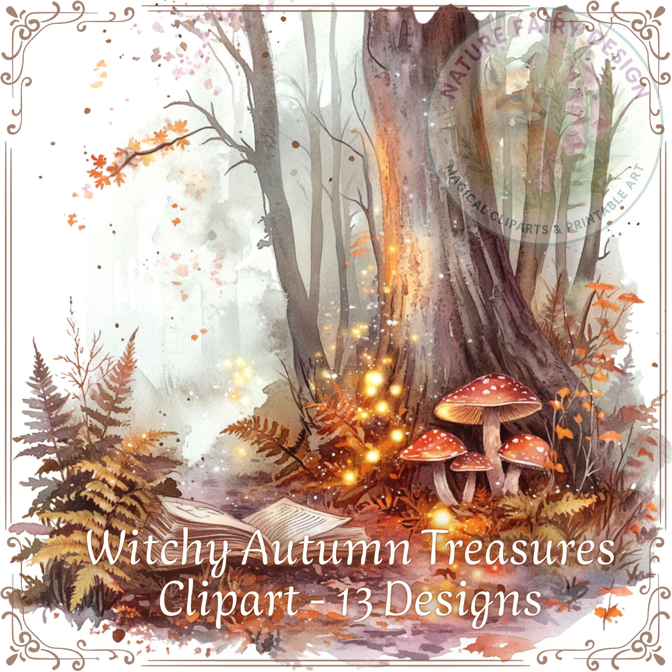 Witchy Autumn Treasures Clipart | 13 Magical Fall Forest Illustrations ...