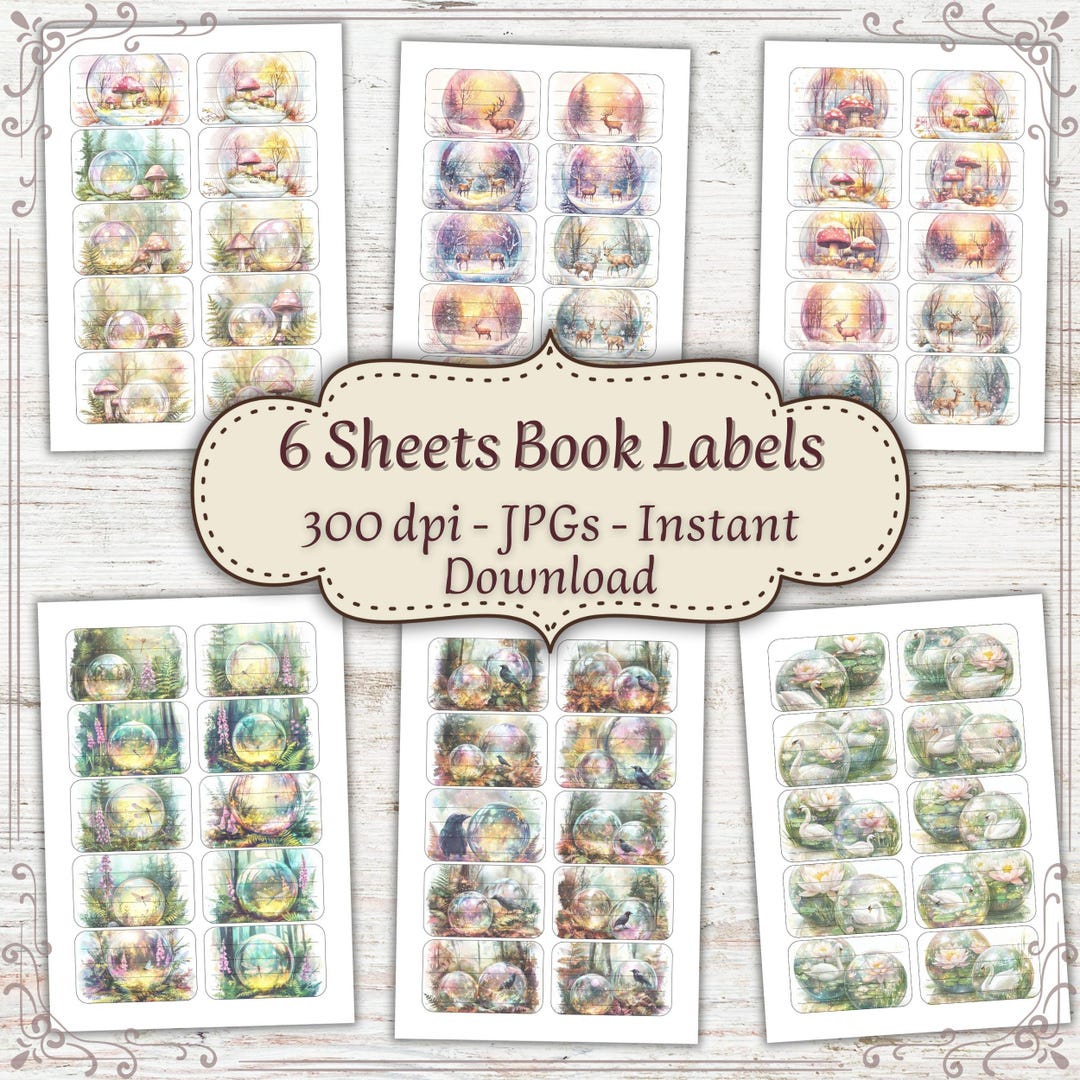 6 Pages With Magical Printable Labels – Deers, Dragonflies, Ravens ...