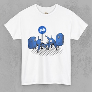 Funny Tachikoma Pass T-Shirt Design - Robot Street Sign T-Shirt – Fun and Geeky Sci-Fi Robots Design - Tachikoma Fans Gift - Anime t-shirt