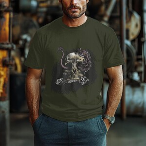 Camiseta de arte gótico de criatura tiránida para fanáticos de la ciencia ficción y la fantasía - Camiseta de calavera de terror de ciencia ficción oscura - Regalo único con diseño de terror imagen 8