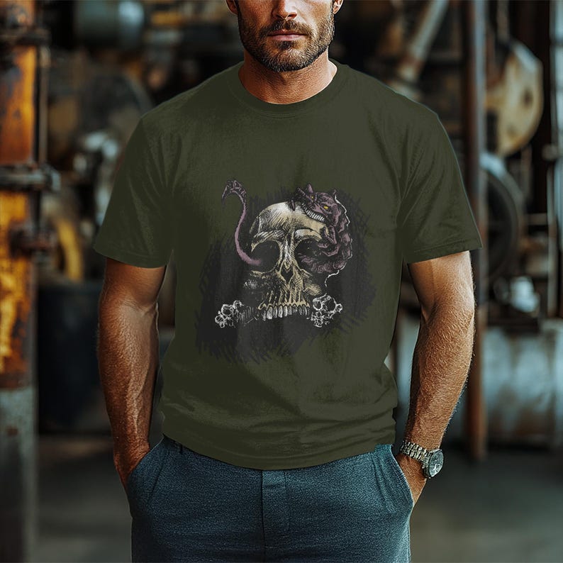 Camiseta de arte gótico de criatura tiránida para fanáticos de la ciencia ficción y la fantasía - Camiseta de calavera de terror de ciencia ficción oscura - Regalo único con diseño de terror imagen 8