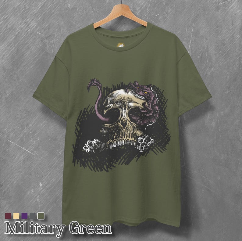 Camiseta de arte gótico de criatura tiránida para fanáticos de la ciencia ficción y la fantasía - Camiseta de calavera de terror de ciencia ficción oscura - Regalo único con diseño de terror imagen 5