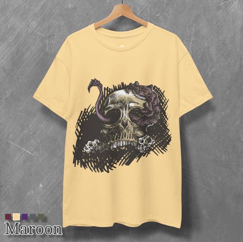 Camiseta de arte gótico de criatura tiránida para fanáticos de la ciencia ficción y la fantasía - Camiseta de calavera de terror de ciencia ficción oscura - Regalo único con diseño de terror imagen 6
