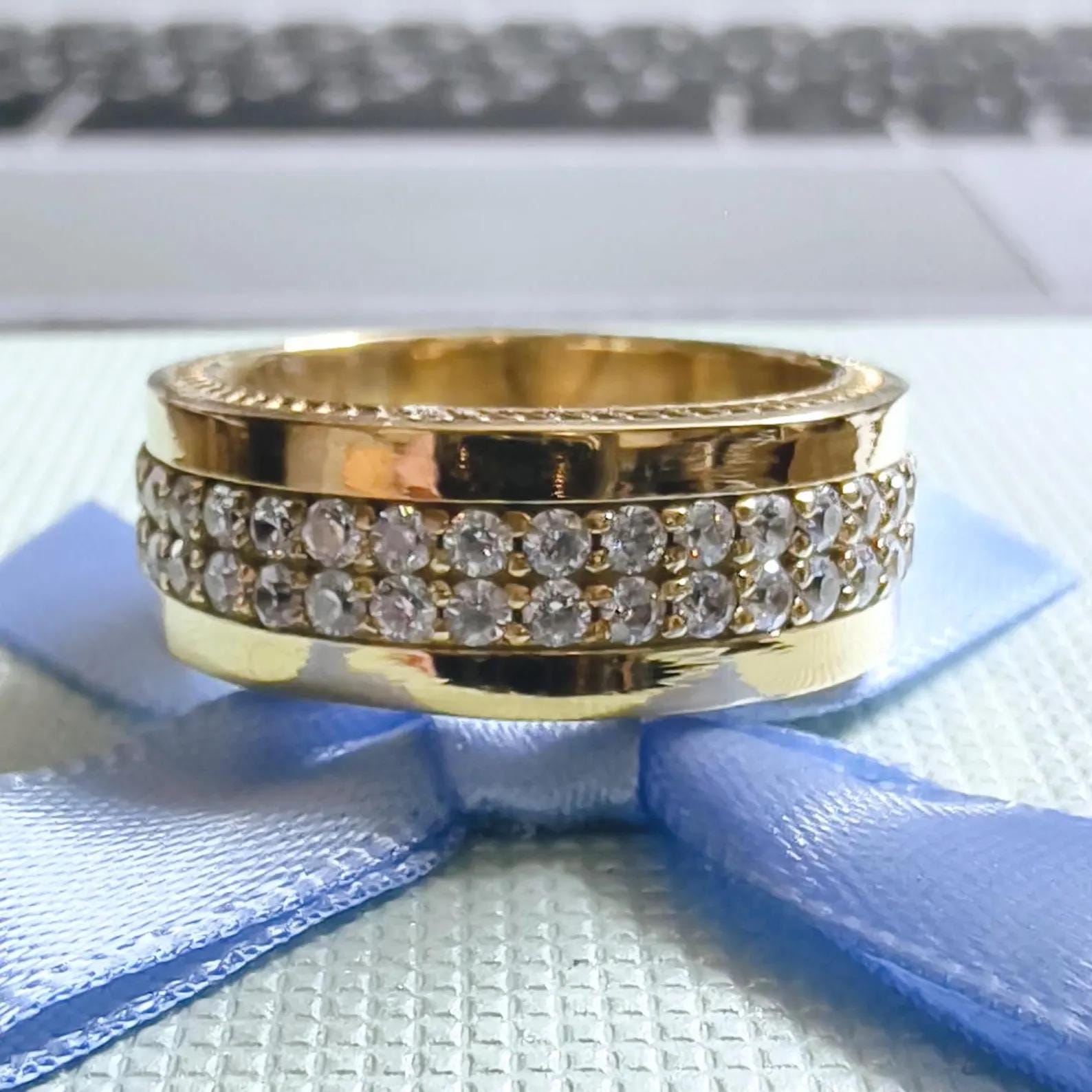 Real Moissanite Full Eternity Band Cut Engagement Ring Prong 14K Yellow ...