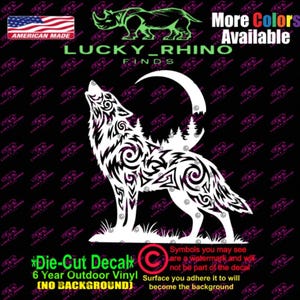 6&quot; Tribal Howling Wolf Moon Car Window Vinyl Decal Bumper Sticker