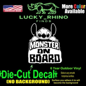 Monster On Board Stitch Lilo Family Ohana Car Window Vinyl Decal Bumper Sticker
