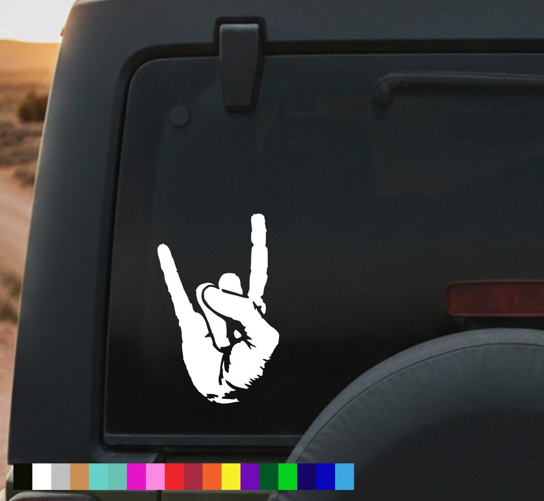 Rock and Roll Hand Sign Decal Sticker Metal Horns Biker Car Window ...