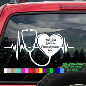 Custom Nurse RN Doctor MA Heartbeat Stethoscope Love Car Window Sticker Decal