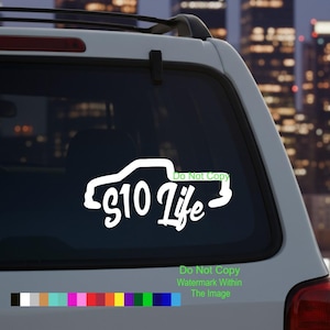 Chevy S10 Life Vinyl Decal Sticker - 2nd Gen Single Cab Silhouette - Truck Window Decal - Chevrolet S10 Accessories - Gift for Truck Owner