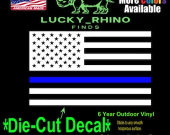 Autocollant Vinyle 3M – Drapeau Hawaïen En Détresse Avec Fine Ligne Bleue, Soutien Police LEO