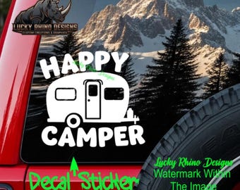 3" Mini Happy Camper Sticker Retro RV Trailer Phone Cup Mug Tumbler ...