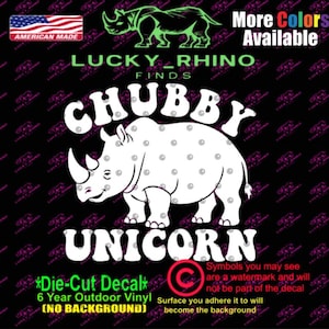 Chubby Unicorn Save Rhino Car Window Vinyl Decal Sticker