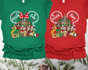 Custom Disney Christmas Shirt, Mickey Minnie Christmas Shirts,Matching Disney Christmas Family Shirt , Disney Christmas Trip Shirt