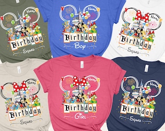 Custom Disney Family Birthday Shirt, Disney Birthday Girl Shirt, Disney Birthday Boy Shirt, Disney Birthday Squad Shirt, Mickey Minnie Shirt