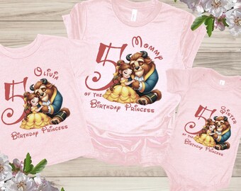 Custom Beauty and The Beast Birthday Shirt: Family Princess Belle Tee