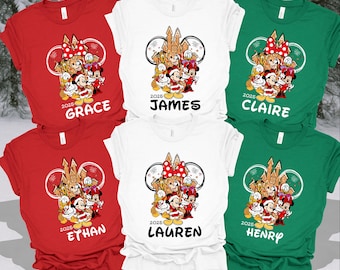 Disney kerstshirt 2025, aangepast familiekerstshirt, Mickey Minnie kerstshirt, aangepaste familie Disney-T-shirts, kerstfamilie-T-shirt