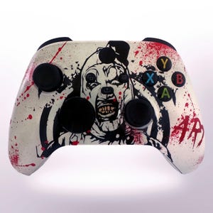 Controle sem fio personalizado do Xbox Series X/S pintado - Arte em preto e branco sangrento The Clown Terrifier