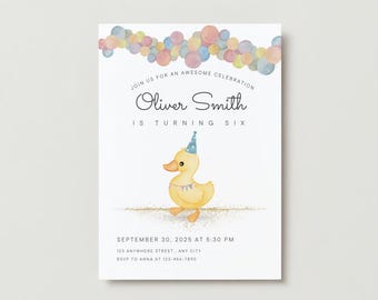 Duck-Themed Party Invitation - Editable on Canva