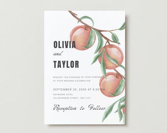 Peaches-Themed Wedding Invitation - Digital Download