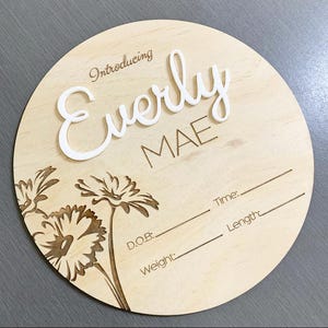 Personalised Wooden Birth Details Plaque New Baby Announcement Keepsake Custom Nursery Decor Gift for New Parents