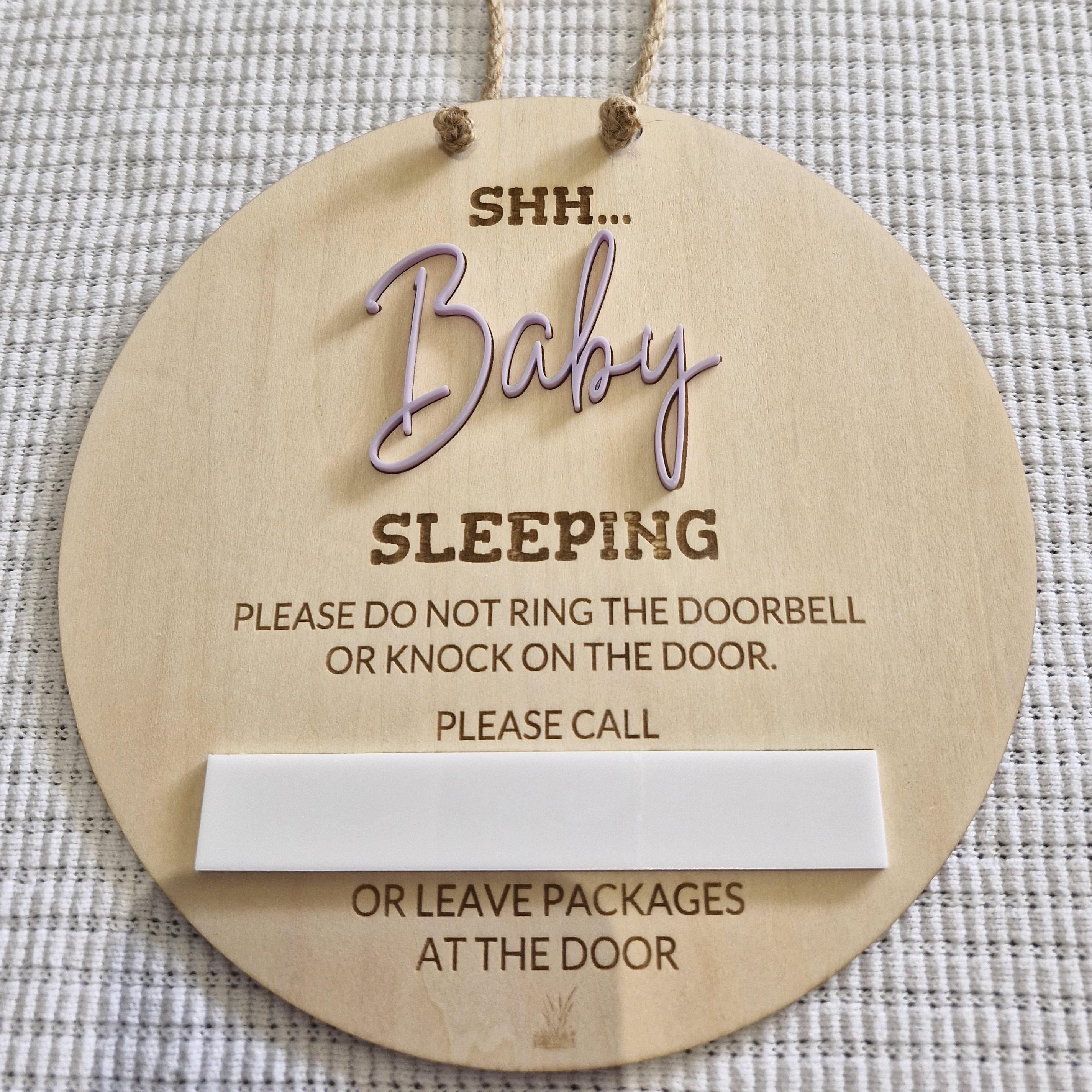 Shh Baby Sleeping Door Sign Wooden Nursery Decor Do Not Knock Plaque ...