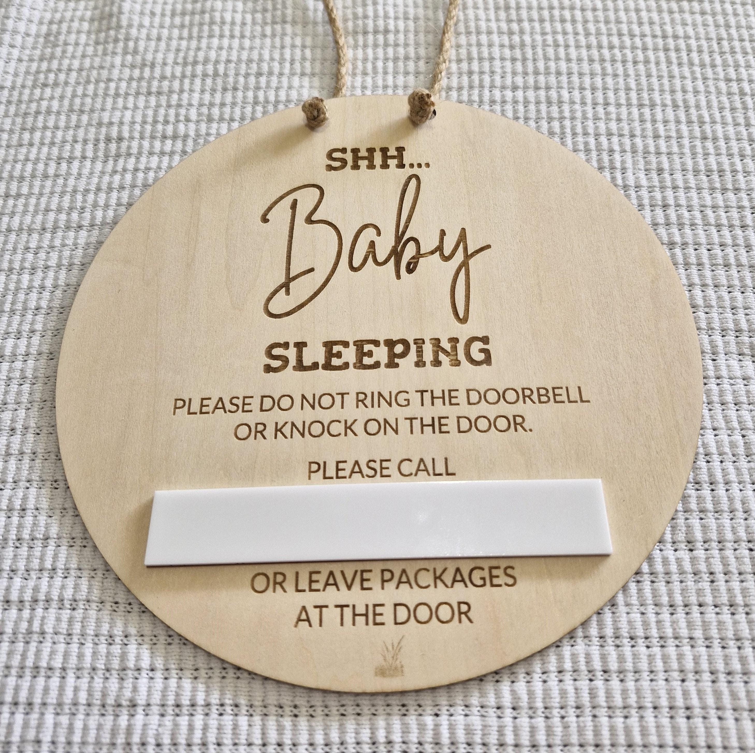 Shh Baby Sleeping Door Sign Wooden Nursery Decor Do Not Knock Plaque ...