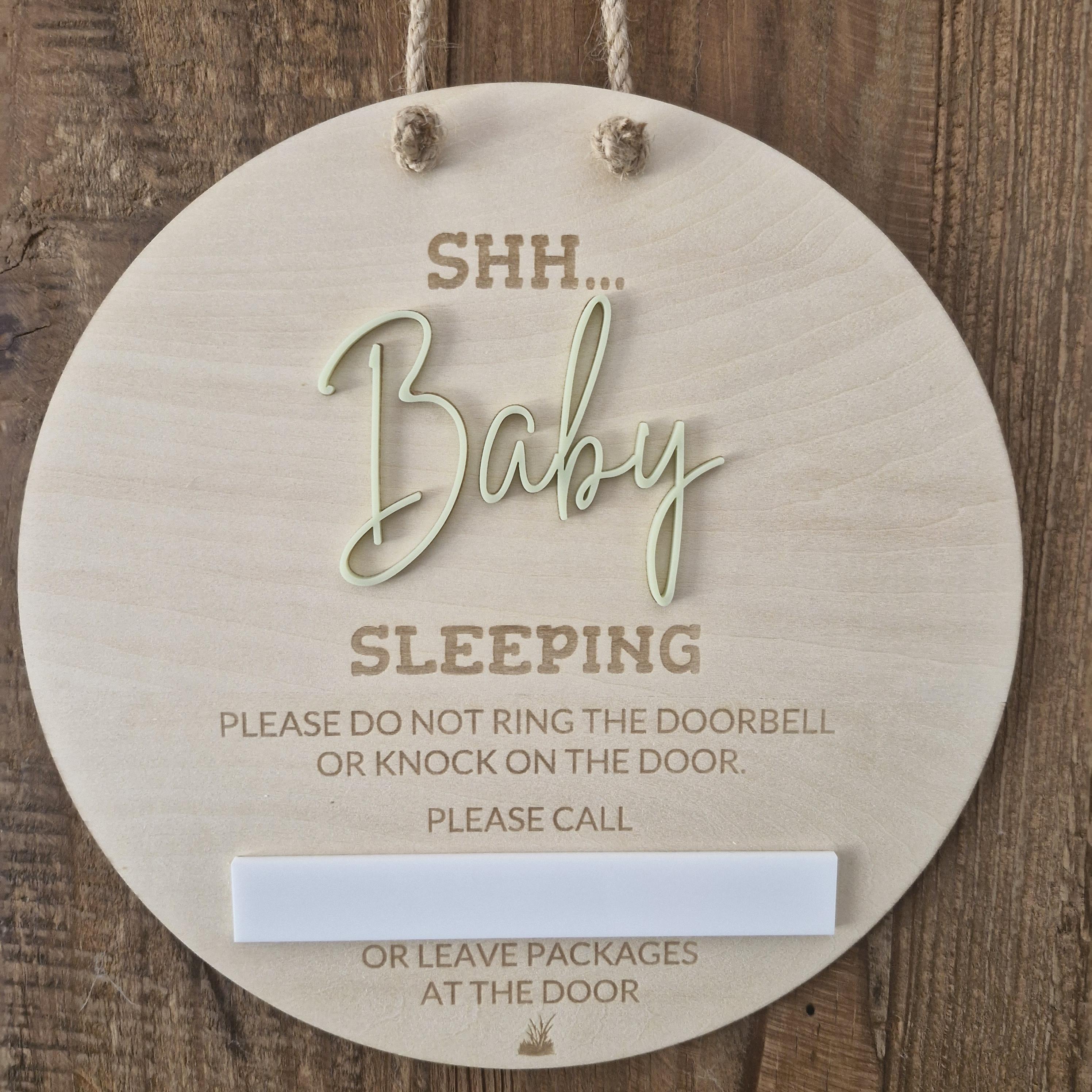Shh Baby Sleeping Door Sign Wooden Nursery Decor Do Not Knock Plaque ...