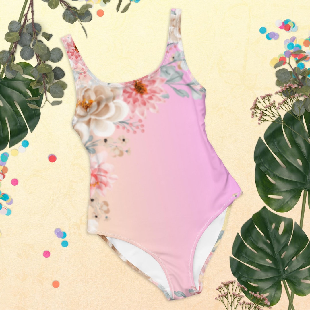 Flower Contrast One-Piece Swimsuit