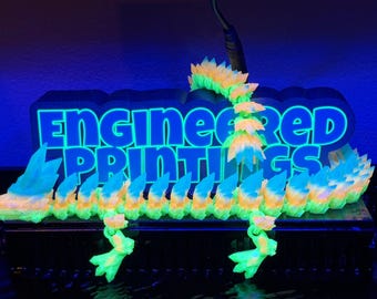 Glow in the Dark Articulated Flexi and SQUISHY 3d printed crystal dragon - Huge 24" and 33" sizes - Cheapest on ETSY