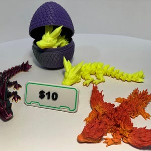 Articulated Flexi Baby Whelpling Crystal Dragon Toy and Egg