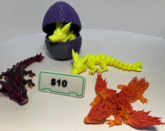 Articulated Flexi Baby Whelpling Crystal Dragon Toy and Egg