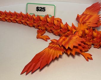 3d printed Articulated Flexi Winged Crystal Dragon