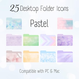 25 Desktop Folder Icons, Pastel Folders, Windows Folder Icons, Mac Folders, Desktop Icons, Computer Icons, Desktop Organization