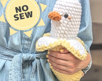 Patrón de crochet para el peluche de pato banana - Sin costura (PDF)